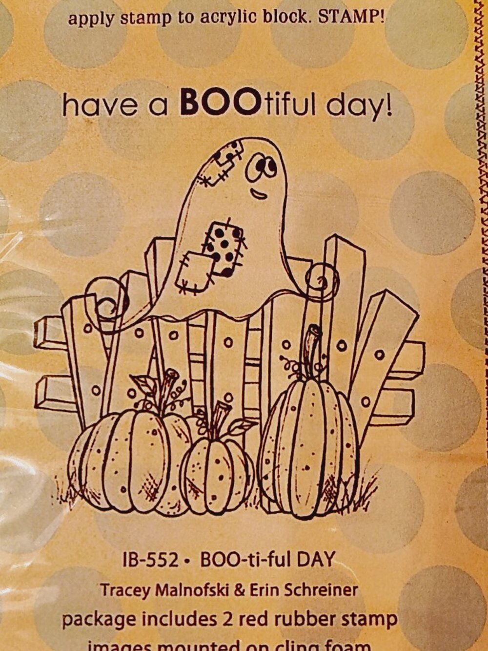 Halloween Rubber Stamp Have A BOOtiful Day Cute Ghost Pumpkins Itty Bitty Unity